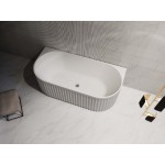 Roma fluted Back To The Wall Gloss white bathtub 1500